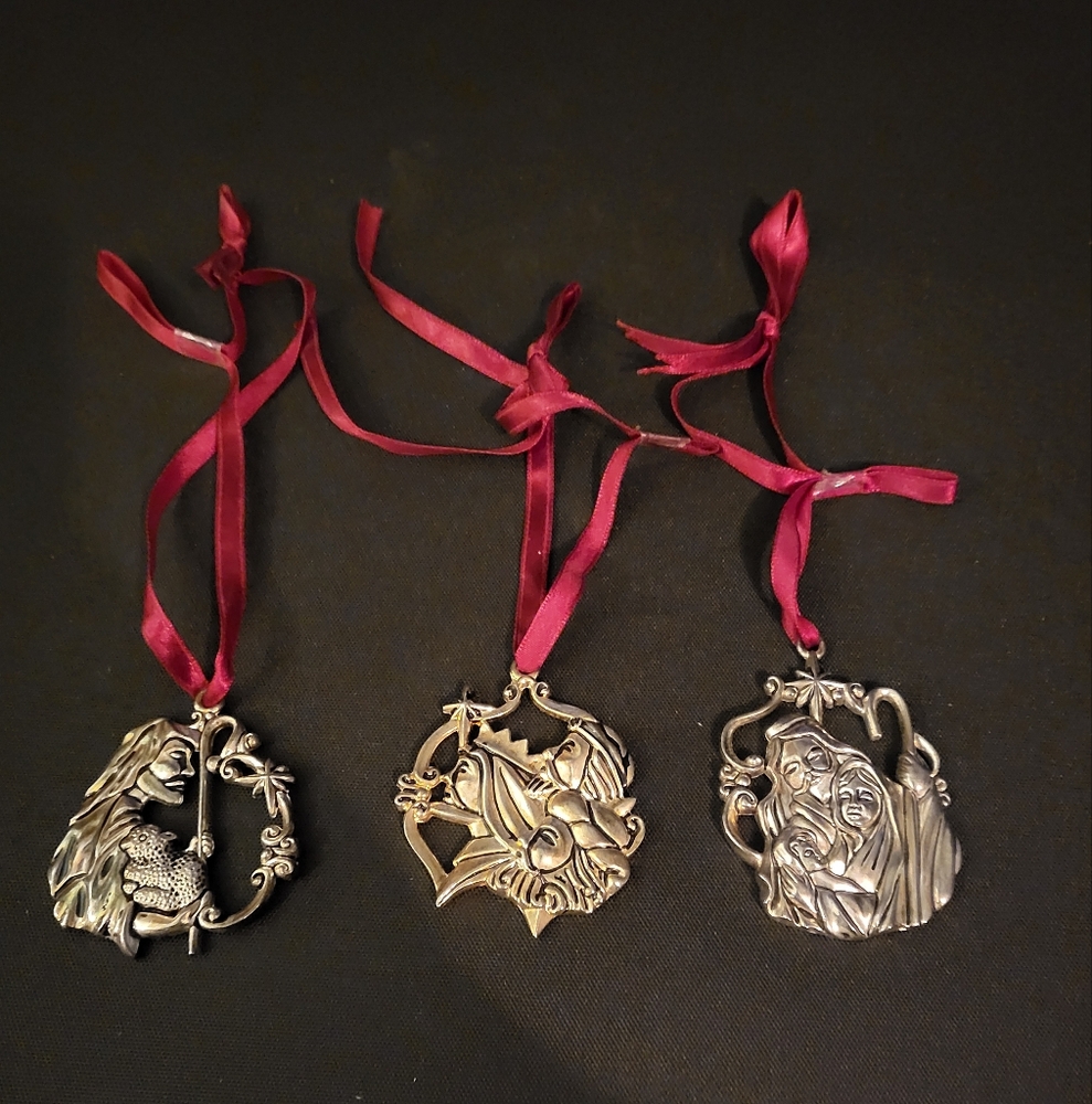 Gorham Silver Plated Christmas Ornaments Silver Plate Set of 3